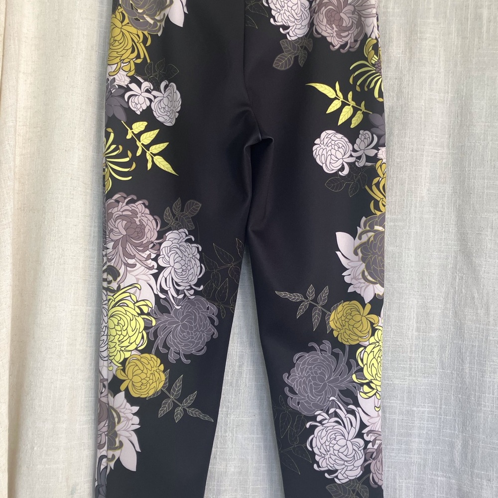 Joseph Ribkoff Black and Yellow with gray Floral pants chic